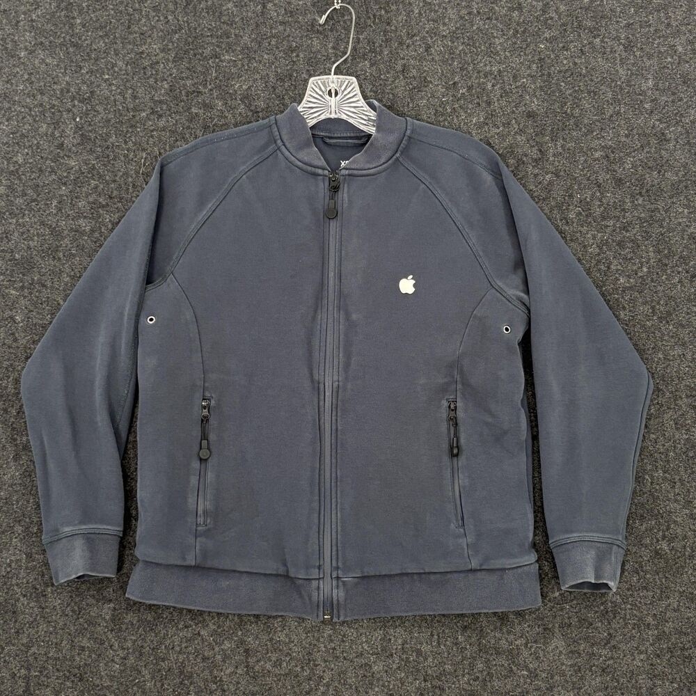 Apple Employee Jacket Men's XS Navy Blue Full Zip Fleece Uniform Logo Tech Geek